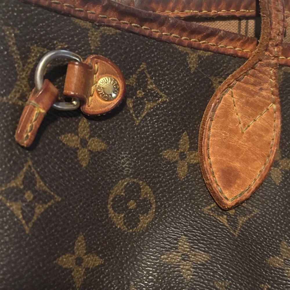 Louie Vuitton SD0048 LV Logo Neverfull MM Monogram Tote Authentic Designer Bag - Picture 10 of 17